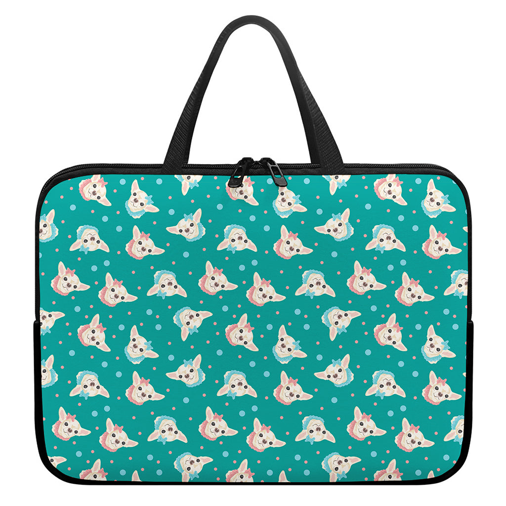 Chihuahua Puppy Pattern Print Laptop Sleeve With Handle