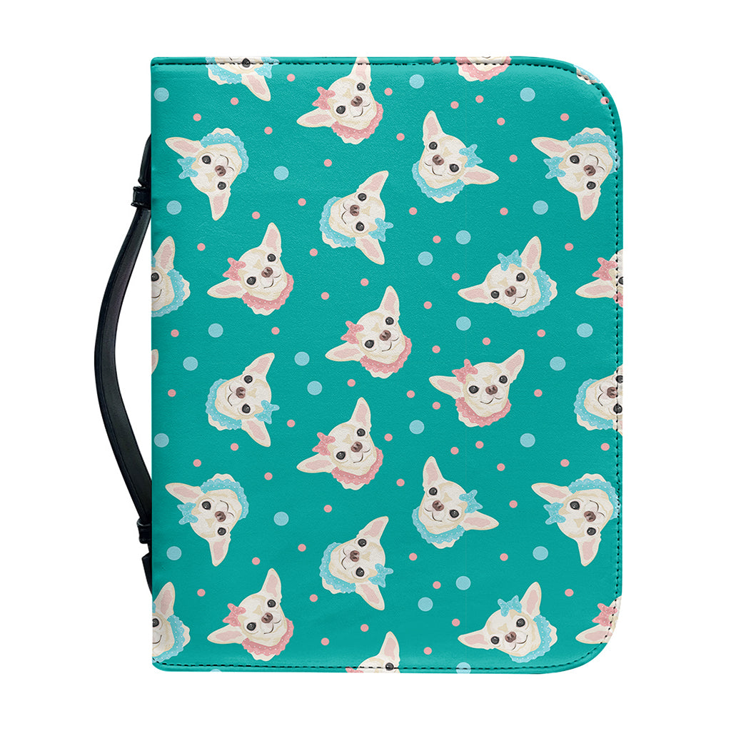 Chihuahua Puppy Pattern Print Leather Bible Cover