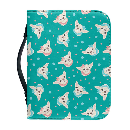 Chihuahua Puppy Pattern Print Leather Bible Cover