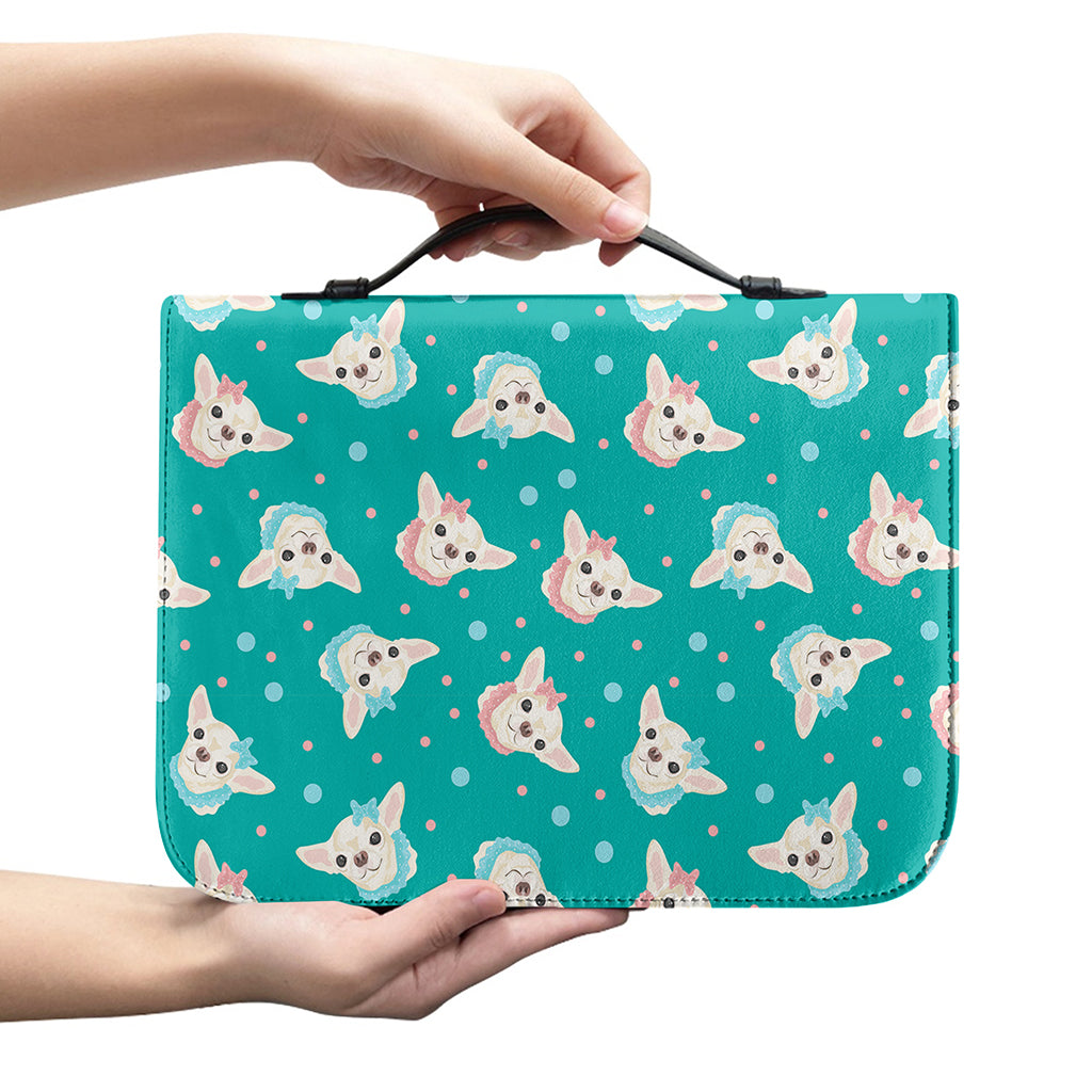 Chihuahua Puppy Pattern Print Leather Bible Cover