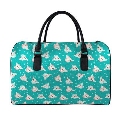 Chihuahua Puppy Pattern Print Leather Duffle Bag