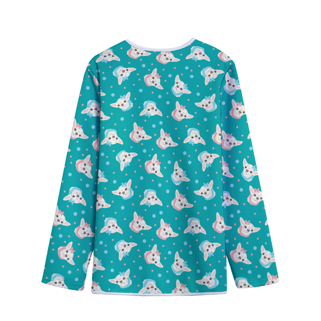 Chihuahua Puppy Pattern Print Long Sleeve Short Coat