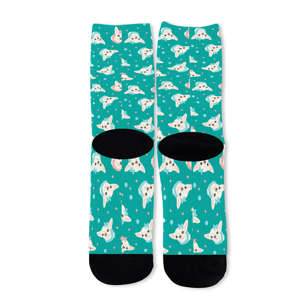 Chihuahua Puppy Pattern Print Long Socks