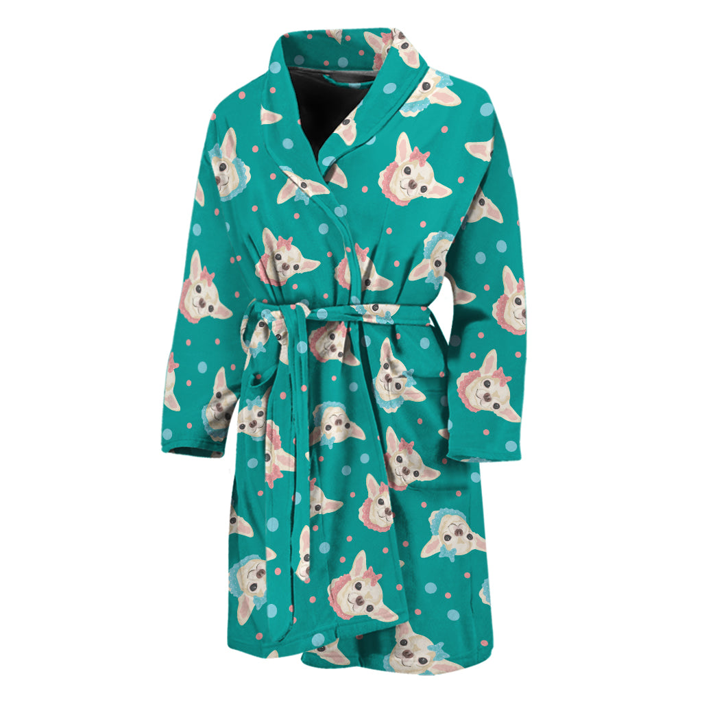 Chihuahua Puppy Pattern Print Men's Bathrobe