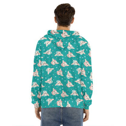 Chihuahua Puppy Pattern Print Men's Velvet Pullover Hoodie