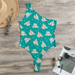 Chihuahua Puppy Pattern Print One Shoulder Bodysuit