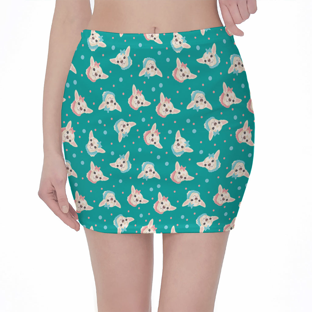 Chihuahua Puppy Pattern Print Pencil Mini Skirt