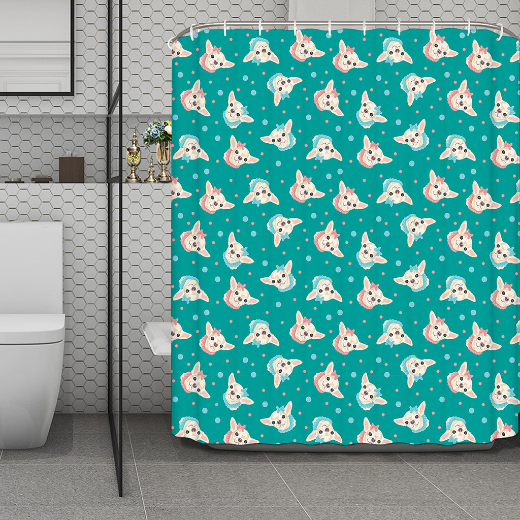 Chihuahua Puppy Pattern Print Polyester Shower Curtain