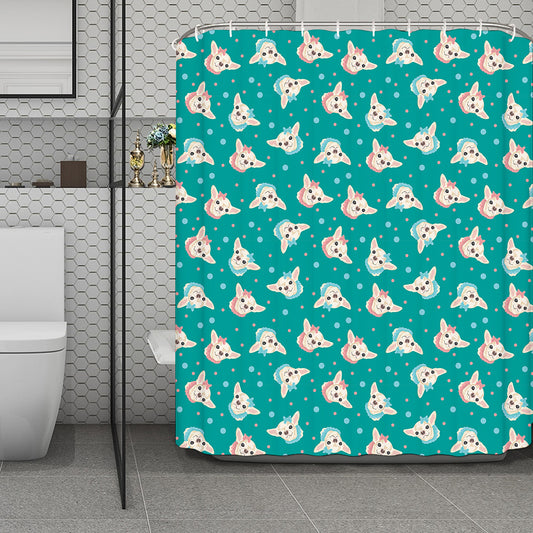 Chihuahua Puppy Pattern Print Polyester Shower Curtain