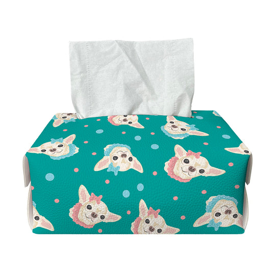 Chihuahua Puppy Pattern Print Rectangle Tissue Box Cover