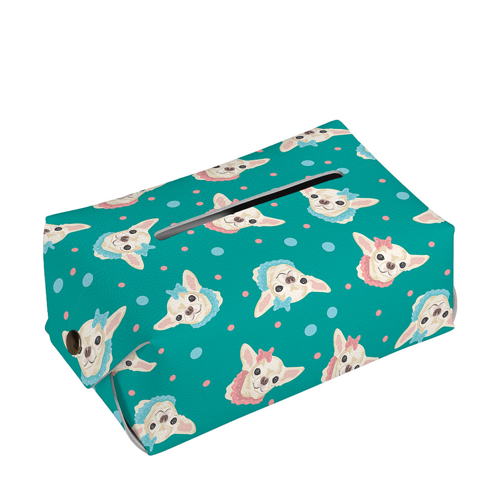 Chihuahua Puppy Pattern Print Rectangle Tissue Box Cover