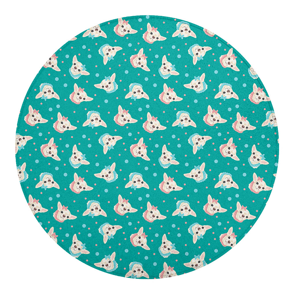 Chihuahua Puppy Pattern Print Round Blanket