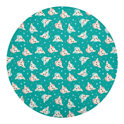 Chihuahua Puppy Pattern Print Round Blanket