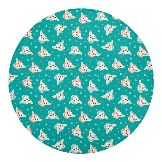 Chihuahua Puppy Pattern Print Round Blanket