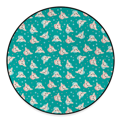 Chihuahua Puppy Pattern Print Round Floor Mat