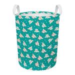 Chihuahua Puppy Pattern Print Round Laundry Basket