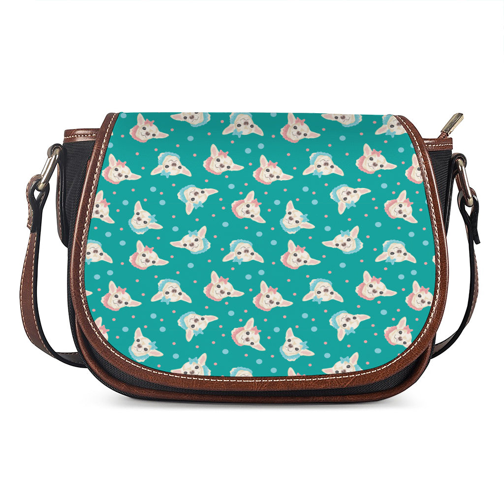 Chihuahua Puppy Pattern Print Saddle Bag