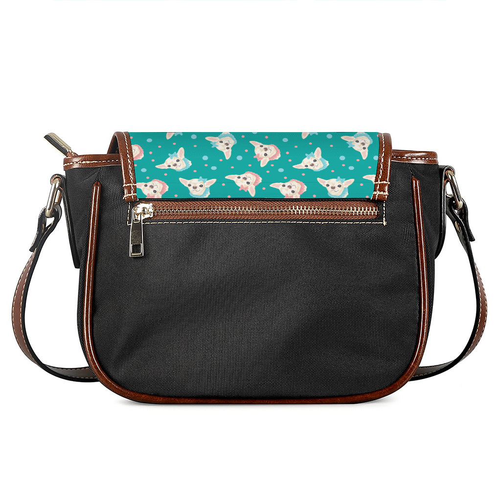 Chihuahua Puppy Pattern Print Saddle Bag