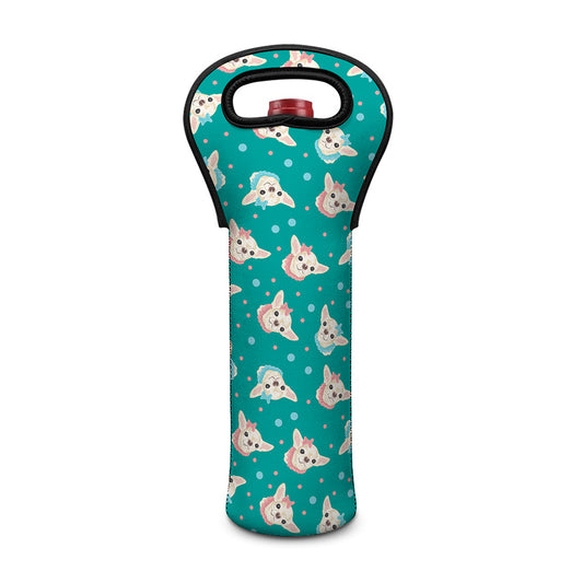 Chihuahua Puppy Pattern Print Single Neoprene Wine Tote