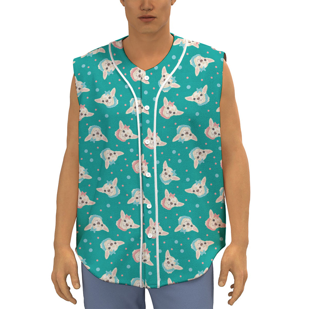 Chihuahua Puppy Pattern Print Sleeveless Baseball Jersey