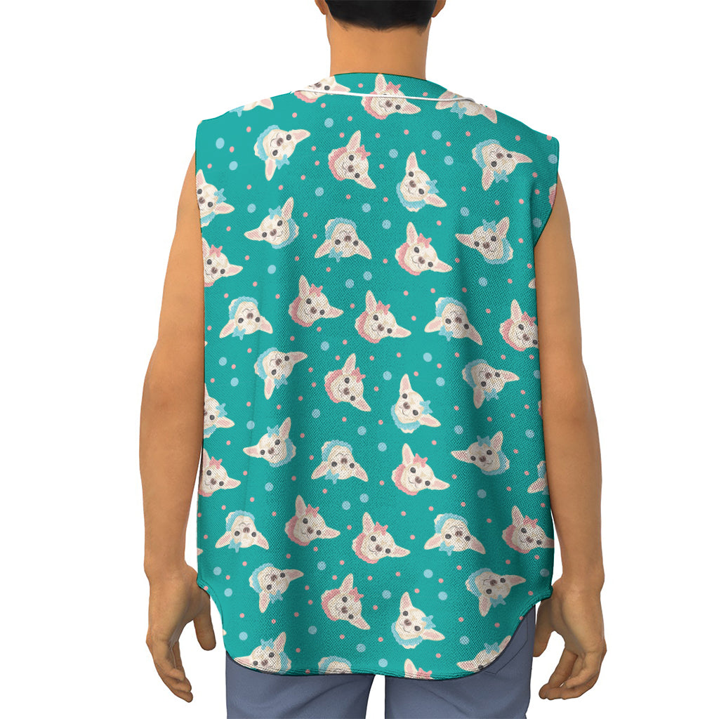 Chihuahua Puppy Pattern Print Sleeveless Baseball Jersey