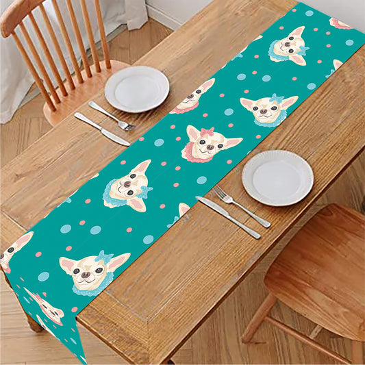 Chihuahua Puppy Pattern Print Table Runner
