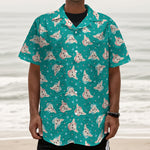 Chihuahua Puppy Pattern Print Textured Short Sleeve Shirt