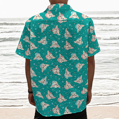 Chihuahua Puppy Pattern Print Textured Short Sleeve Shirt