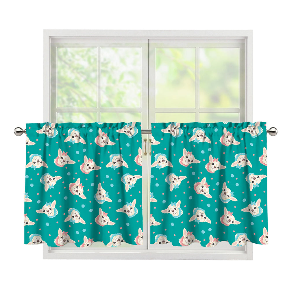 Chihuahua Puppy Pattern Print Tier Curtains