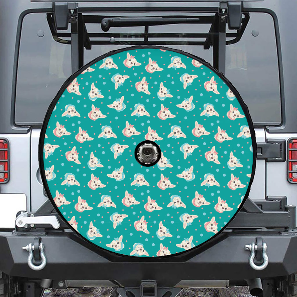 Chihuahua Puppy Pattern Print Tire Cover With Camera Hole