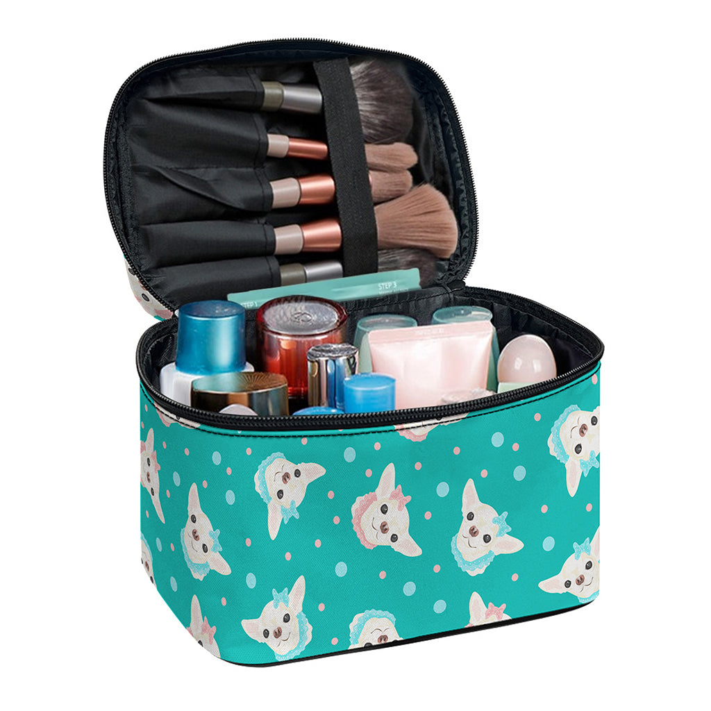 Chihuahua Puppy Pattern Print Travel Makeup Bag