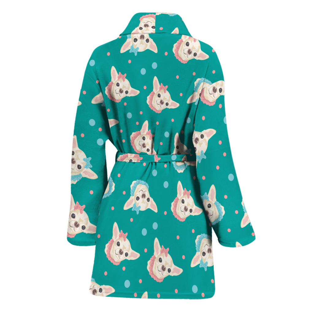 Chihuahua Puppy Pattern Print Women's Bathrobe