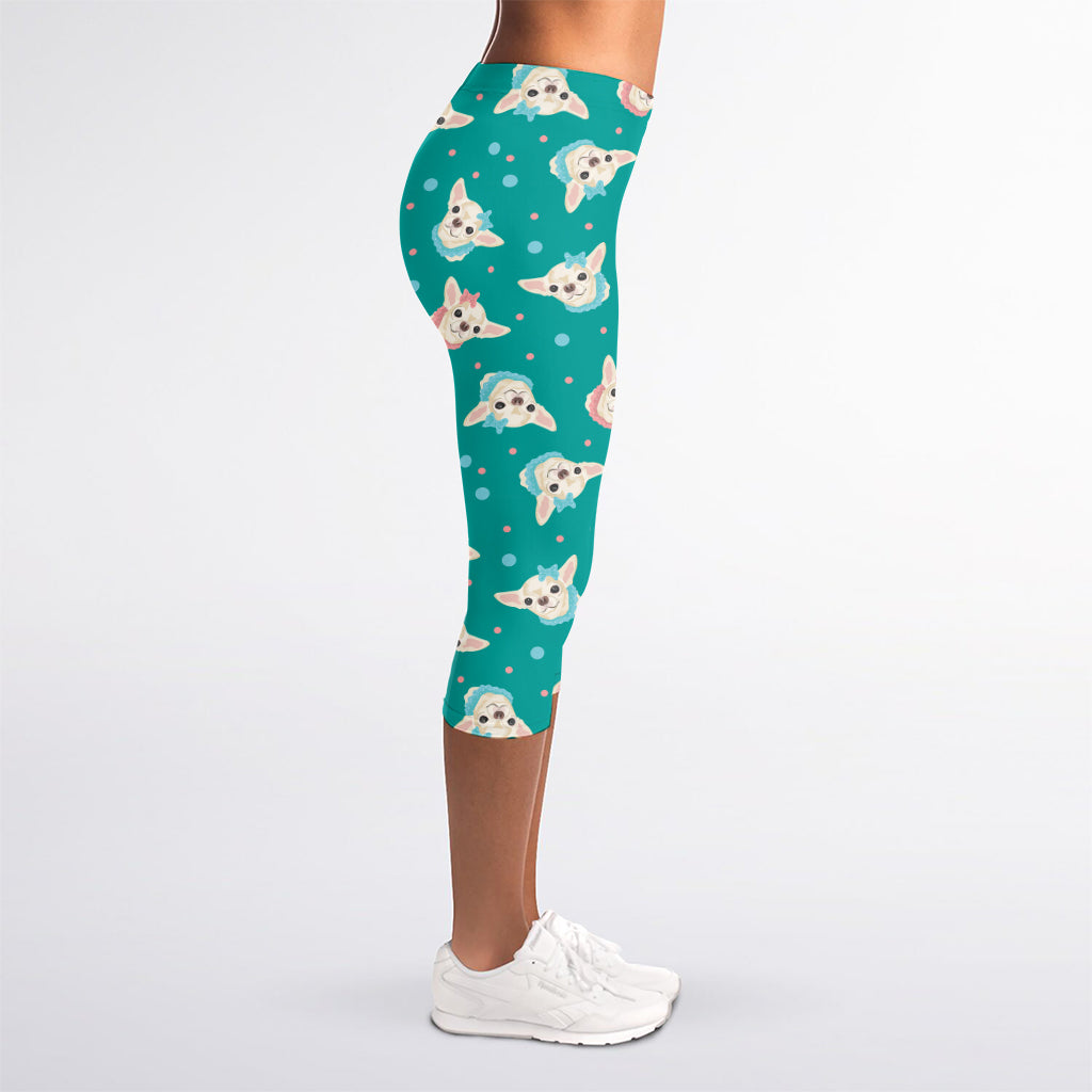 Chihuahua Puppy Pattern Print Women's Capri Leggings