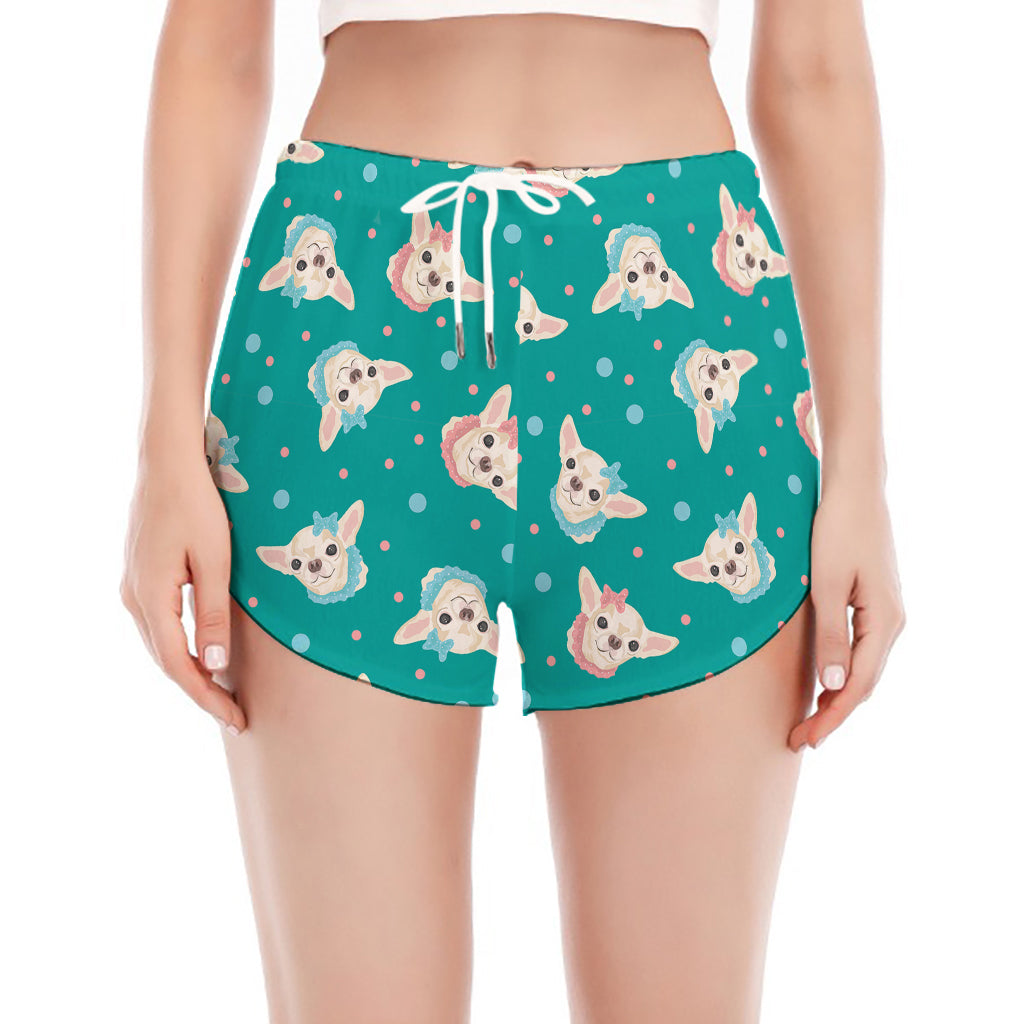 Chihuahua Puppy Pattern Print Women's Split Running Shorts