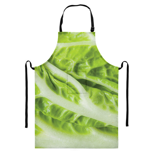 Chinese Cabbage Leaf Print Bib Apron With Pocket