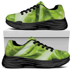 Chinese Cabbage Leaf Print Black Chunky Shoes