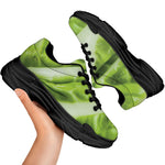 Chinese Cabbage Leaf Print Black Chunky Shoes