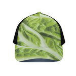 Chinese Cabbage Leaf Print Black Mesh Trucker Cap