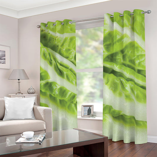 Chinese Cabbage Leaf Print Blackout Grommet Curtains