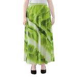 Chinese Cabbage Leaf Print Chiffon Maxi Skirt