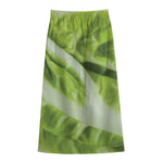 Chinese Cabbage Leaf Print Cotton Front Slit Maxi Skirt