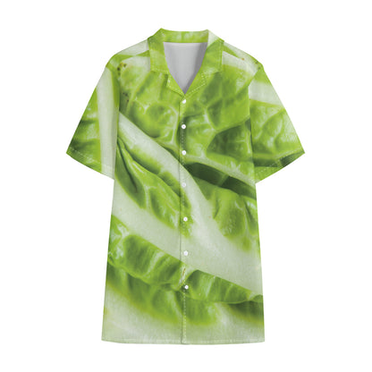 Chinese Cabbage Leaf Print Cotton Hawaiian Shirt