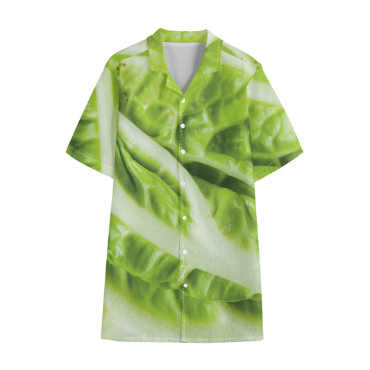 Chinese Cabbage Leaf Print Cotton Hawaiian Shirt