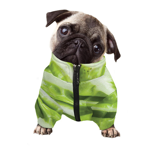 Chinese Cabbage Leaf Print Dog Zip Up Jacket