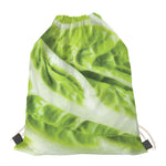 Chinese Cabbage Leaf Print Drawstring Bag