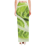 Chinese Cabbage Leaf Print High Slit Maxi Skirt