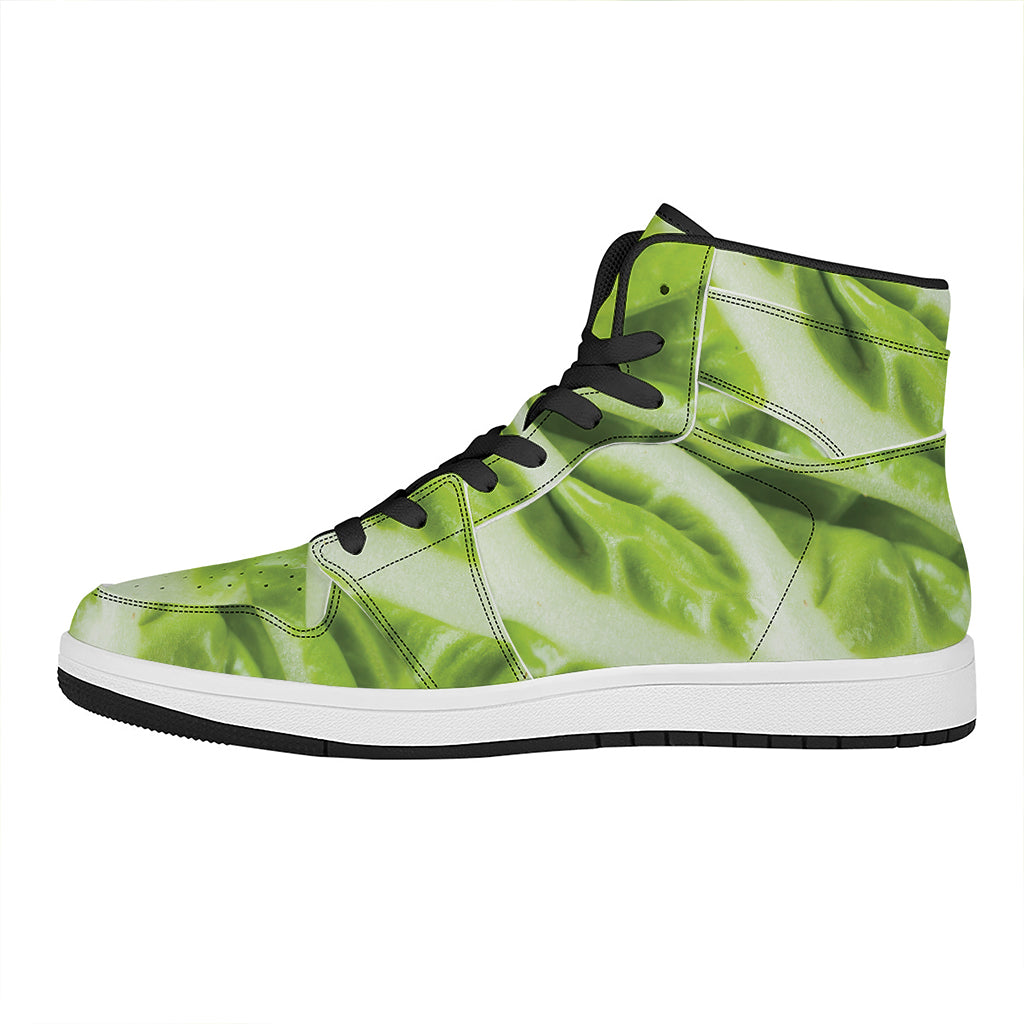 Chinese Cabbage Leaf Print High Top Leather Sneakers
