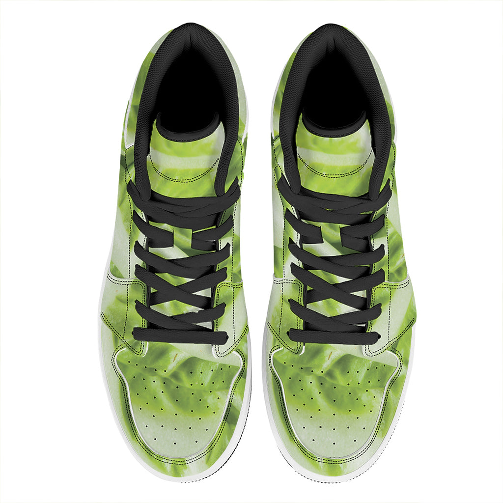 Chinese Cabbage Leaf Print High Top Leather Sneakers