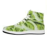 Chinese Cabbage Leaf Print High Top Leather Sneakers