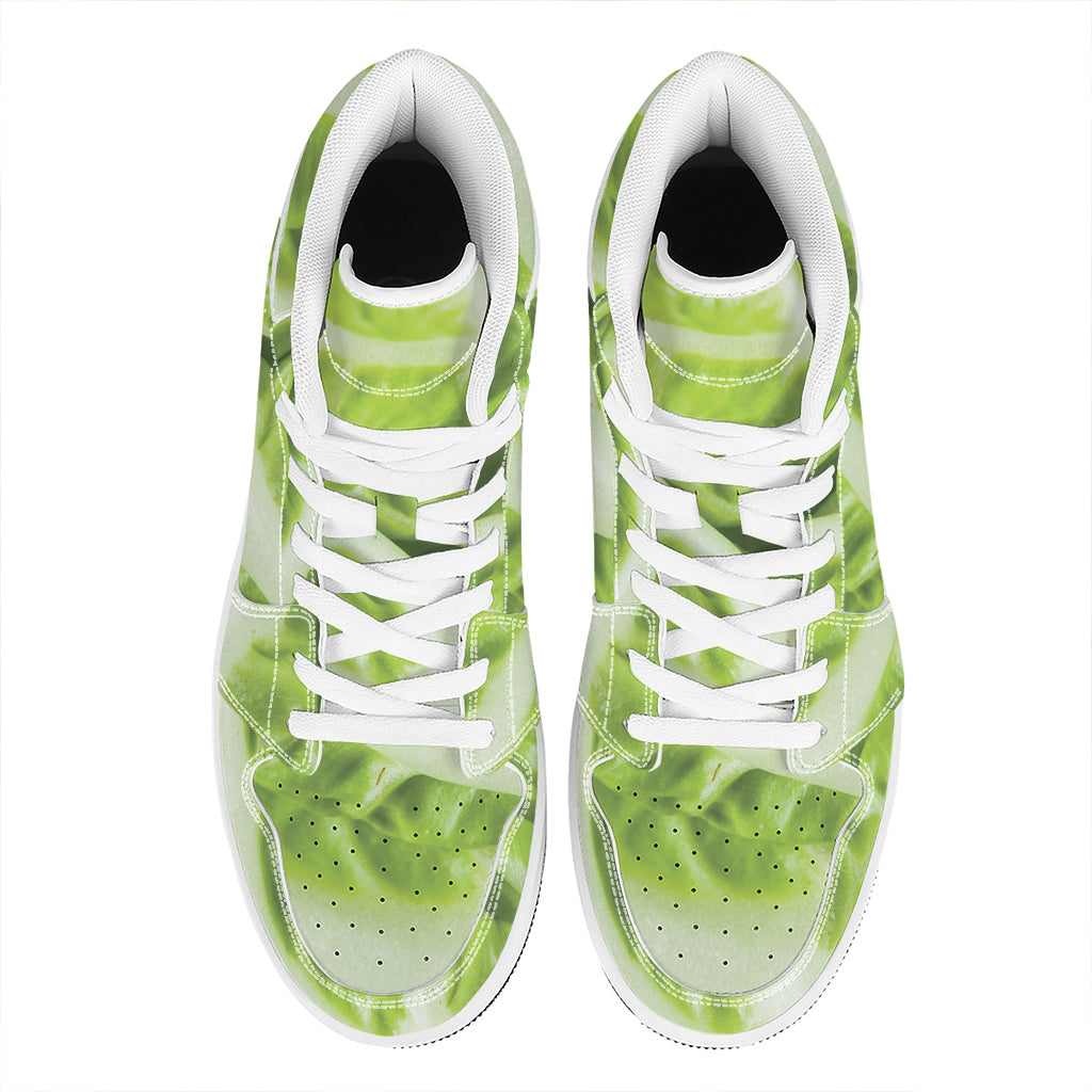 Chinese Cabbage Leaf Print High Top Leather Sneakers